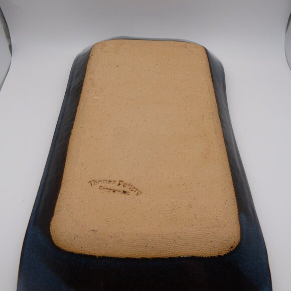 Thomas Pottery Seagrove North Carolina Tibit Tray Blue Glaze Retired - Picture 5 of 12